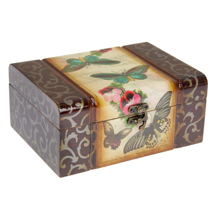 Шкатулка дерево лаковая "Бабочки" 20х15х9 см