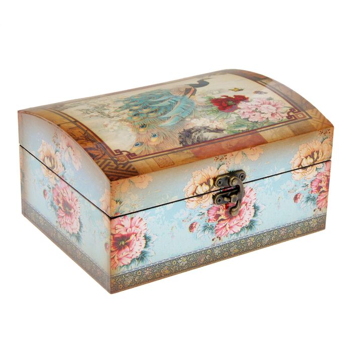 Шкатулка дерево лаковая "Павлин" 19,5х14,5х10,5 см