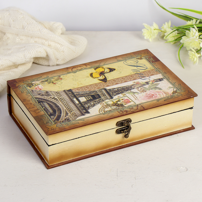 Шкатулка дерево лаковая "С любовью из Парижа" 27х18х6,5 см
