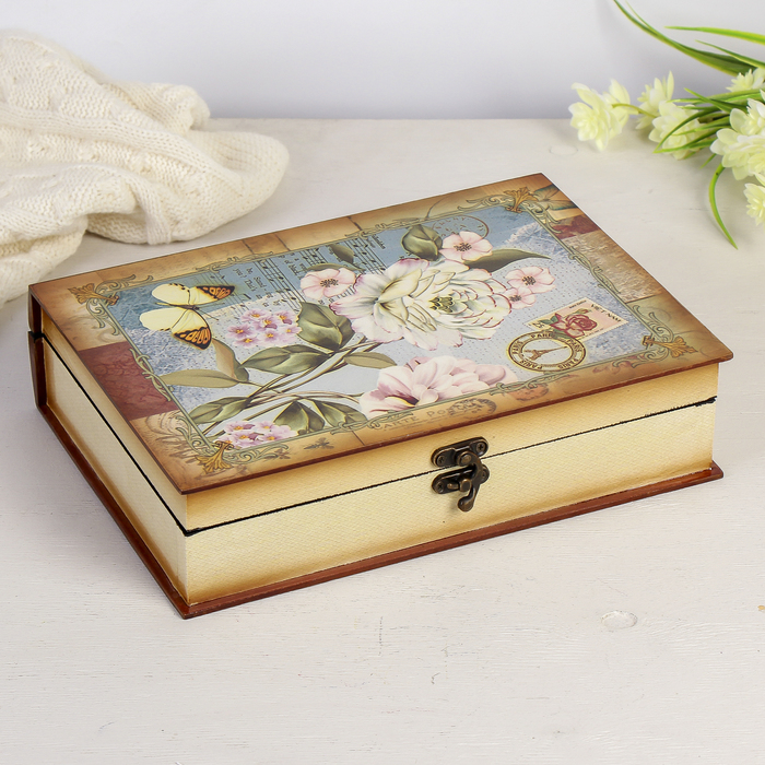 Шкатулка дерево лаковая "Поэзия в цветах" 27х19,5х6,5 см