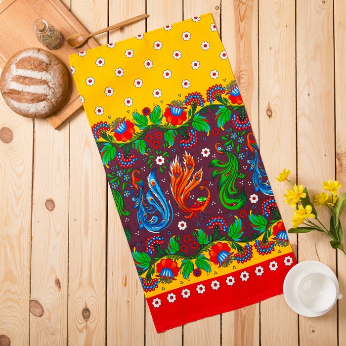 Полотенце рогожка Жар-птица 40*75 см желтый 160 гр/м хл.100%