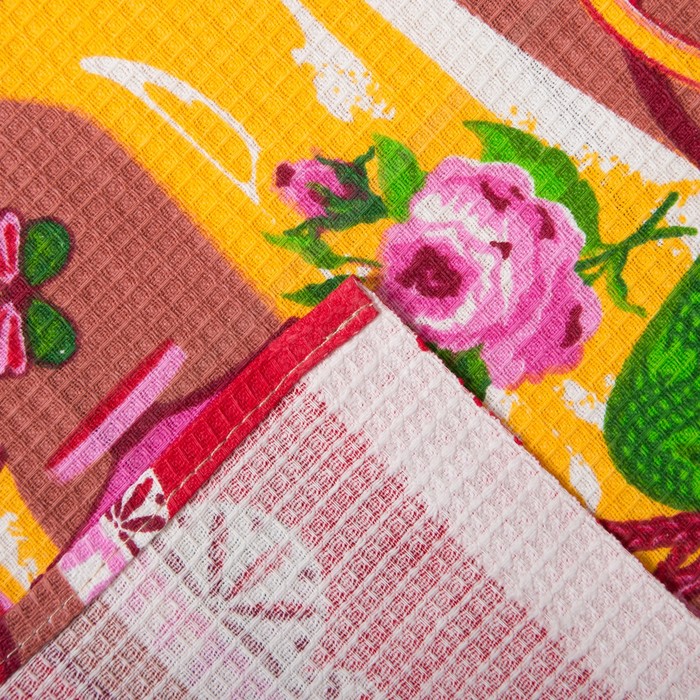 Полотенце вафельное набивное Прованс 40*75 см коричневый 160 гр/м хл.100%