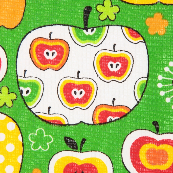 Полотенце вафельное набивное Яблоко 45*62 см желтый 160 гр/м хл.100%