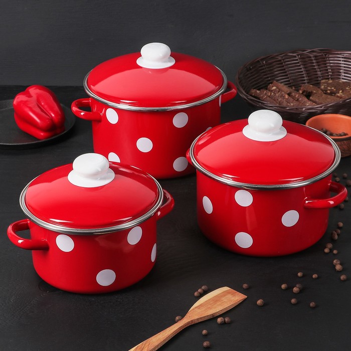 Набор кастрюль "Горошина", 3 шт: 2 л, 3 л, 4 л