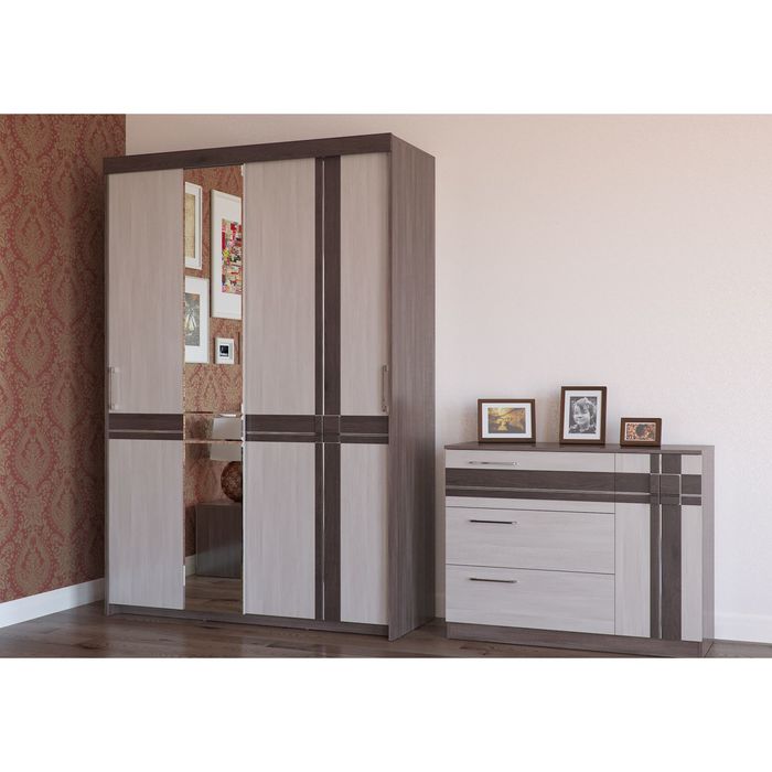 Шкаф-купе 2х дверный ПРЕЗЕНТ Бодега темый/светлый МДФ бодега темный