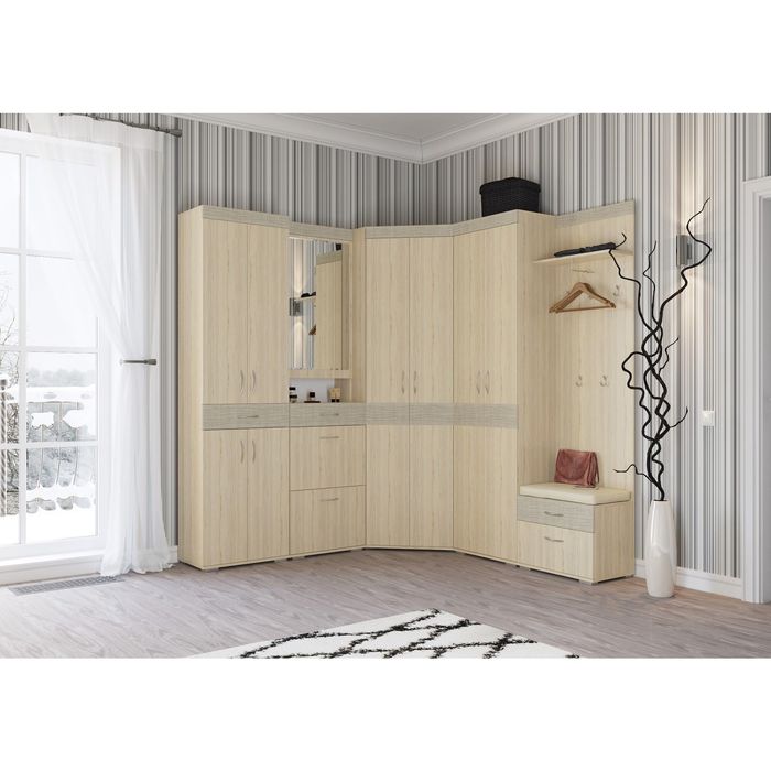 Шкаф с зеркалом КВИНТА Туя светлый МДФ-холст серый