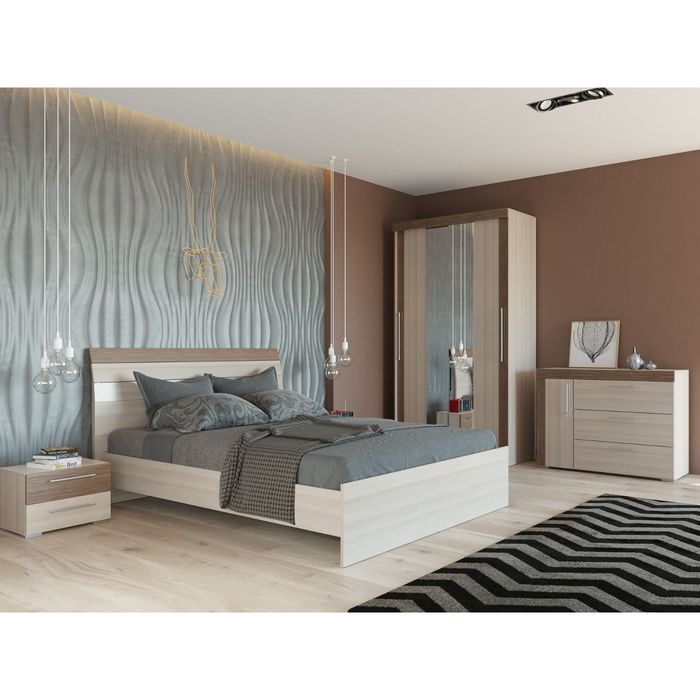 Тумба прикроватная АЗАЛИЯ Ясень шимо светлый/МДФ-ясень темный