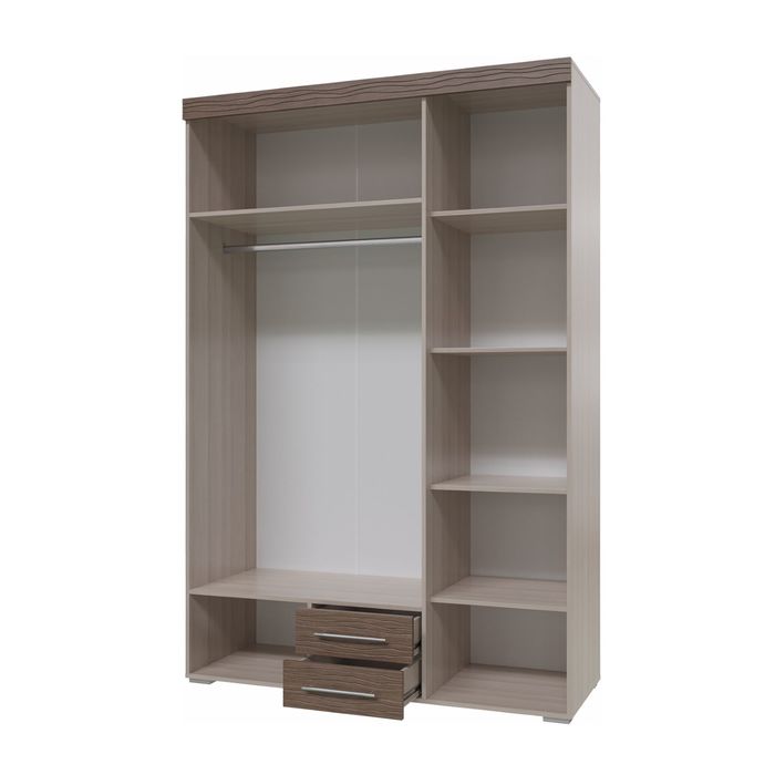 Шкаф распашной 3х дверный с ящиками АЗАЛИЯ Ясень шимо светлый/МДФ-яс.темный