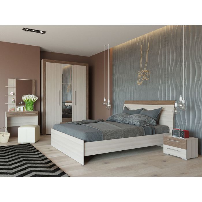 Шкаф распашной 3х дверный с ящиками АЗАЛИЯ Ясень шимо светлый/МДФ-яс.темный