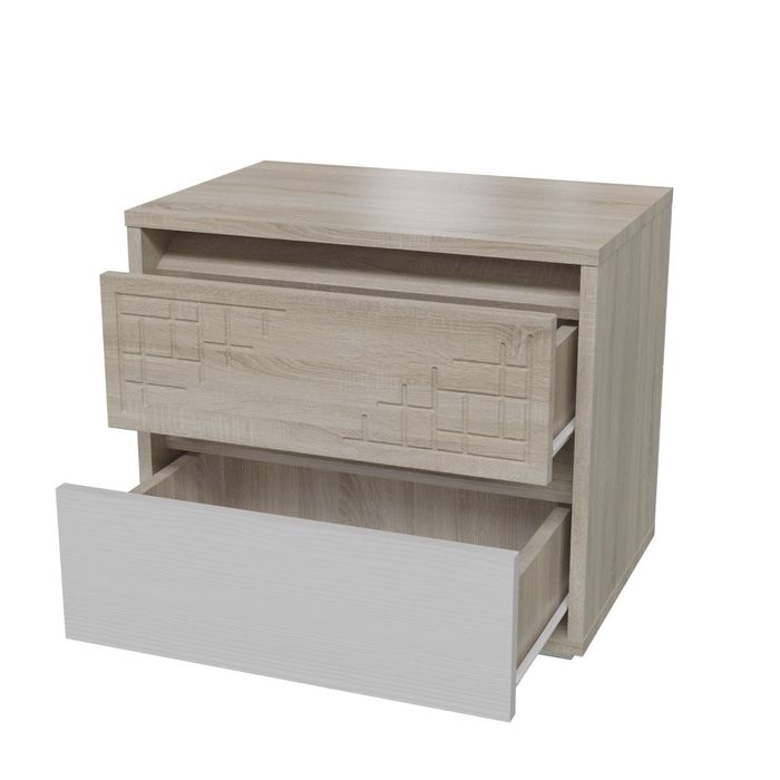 Тумба прикроватная МАЛЬТА Дуб сонома/Рамух белый/МДФ-дуб сонома