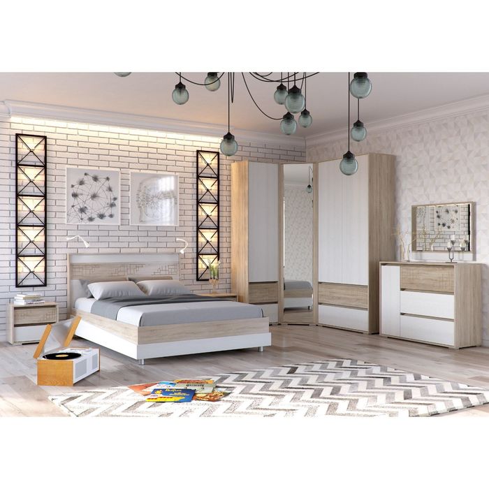 Тумба прикроватная МАЛЬТА Дуб сонома/Рамух белый/МДФ-дуб сонома