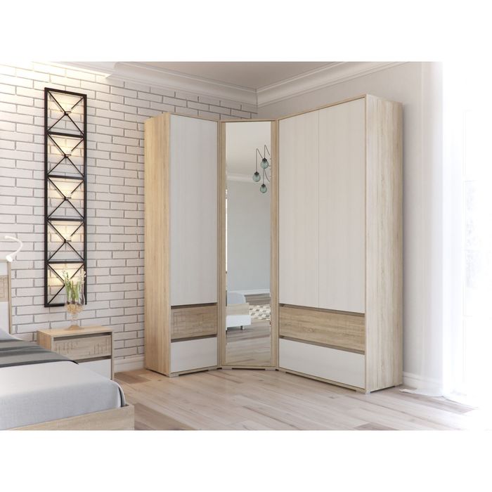 Тумба прикроватная МАЛЬТА Дуб сонома/Рамух белый/МДФ-дуб сонома