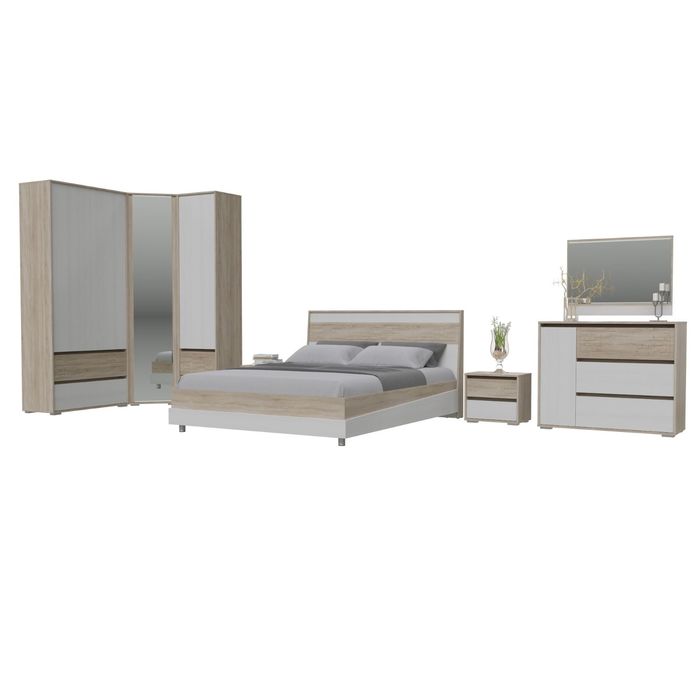 Тумба прикроватная МАЛЬТА Дуб сонома/Рамух белый/МДФ-дуб сонома