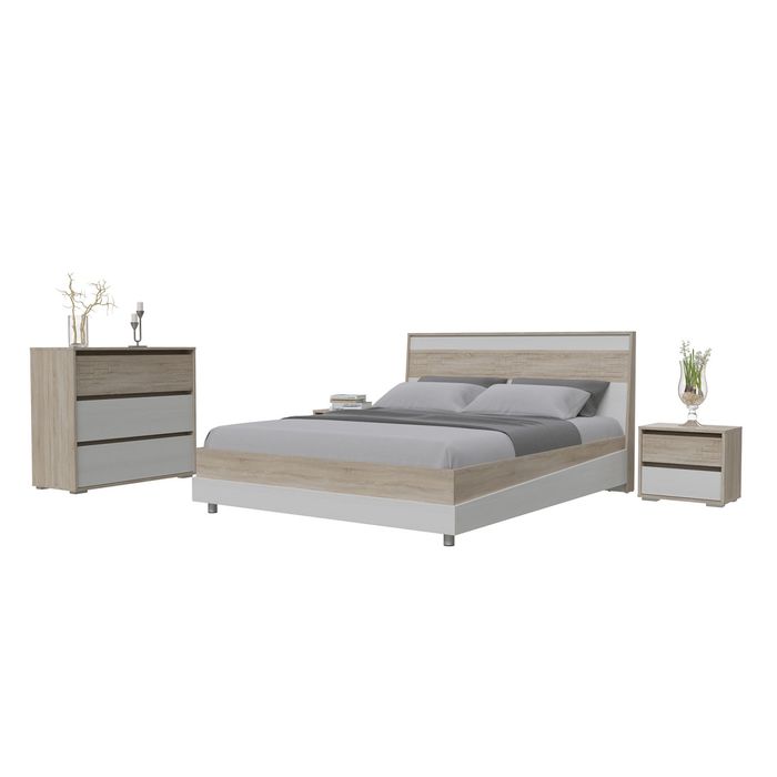 Комод МАЛЬТА Дуб сонома/Рамух белый/МДФ-дуб сонома