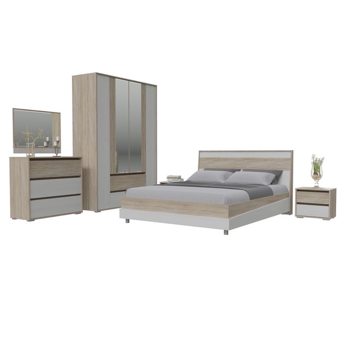 Комод МАЛЬТА Дуб сонома/Рамух белый/МДФ-дуб сонома