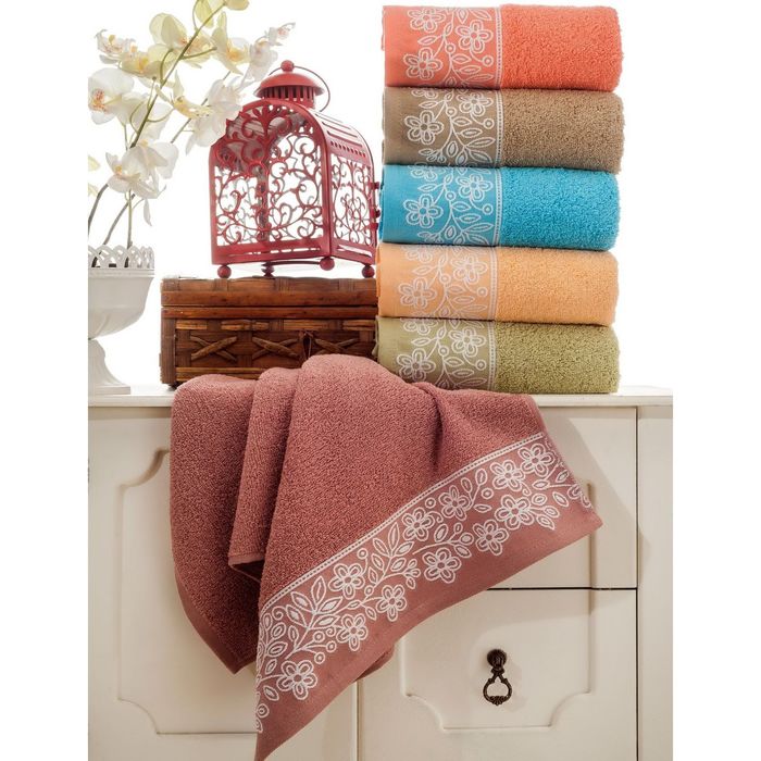 Полотенце махровое TWO DOLPHINS SELITA 70*140 см зелёный, хлопок, 460 гр/м