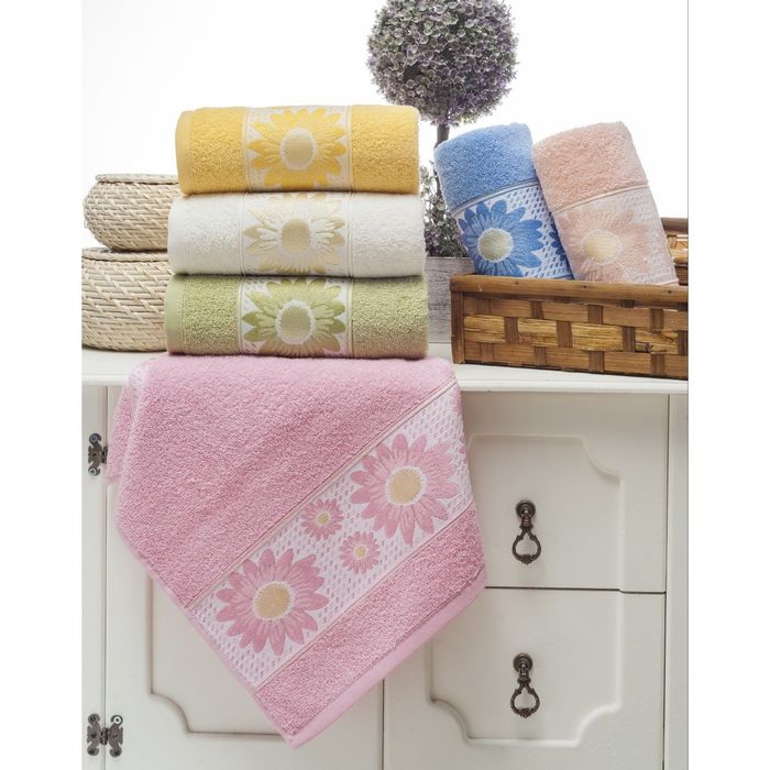 Полотенце махровое TWO DOLPHINS KARDELEN 50*90 см зелёный, хлопок, 460 гр/м