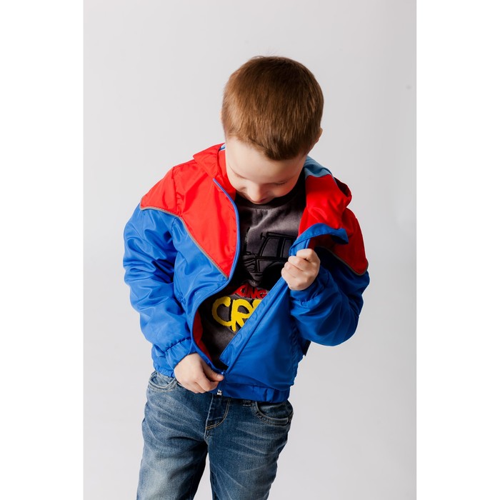 Ветровка для мальчика, рост 122-128 см, цвет красный/синий 1043