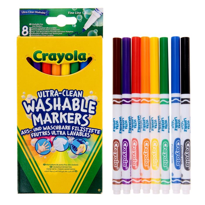 Набор тонких смывающихся фломастеров "Суперчисто", 8 шт.