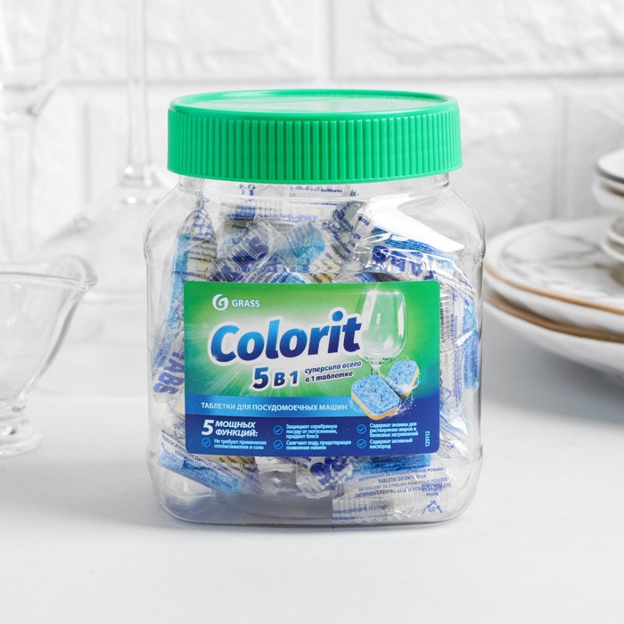 Таблетки для посудомоечных машин Colorit 5 в 1, 16 шт