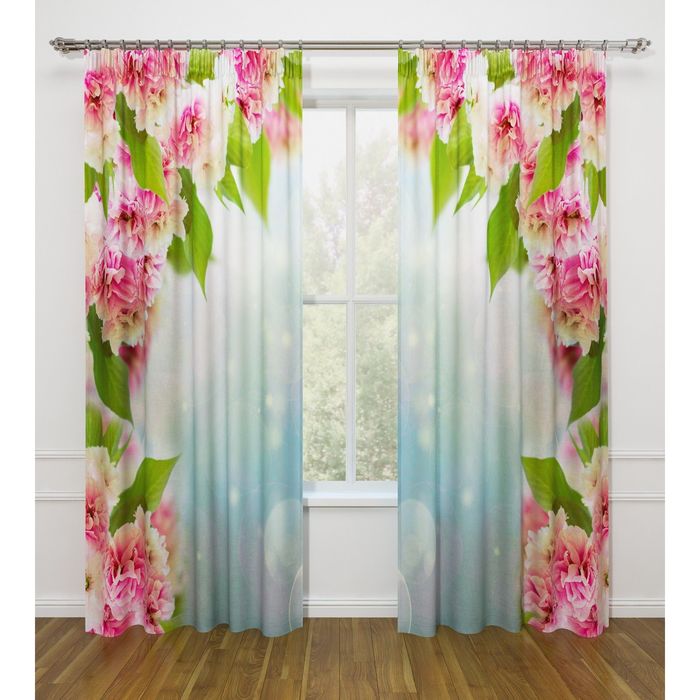 Фотошторы "Арка из цветов",  ширина 145 см, высота 260 см-2 шт., габардин 00752