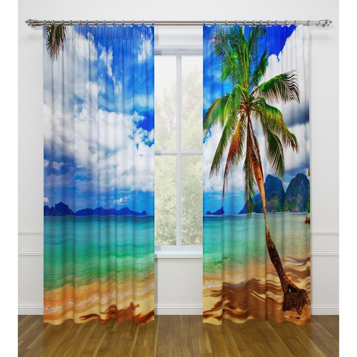 Фотошторы "Берега Тайланда", ширина 145 см, высота 260 см-2 шт., габардин 03578
