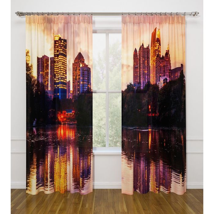 Фотошторы "Зеркало города", ширина 145 см, высота 260 см-2 шт., габардин 03609