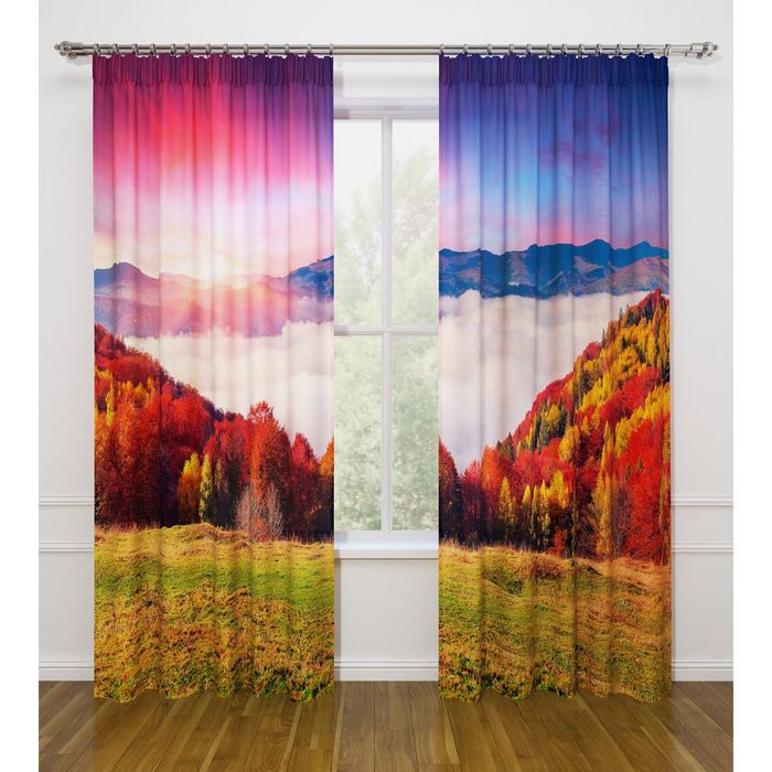 Фотошторы "Волшебный пейзаж", ширина 145 см, высота 260 см-2 шт., габардин 05195