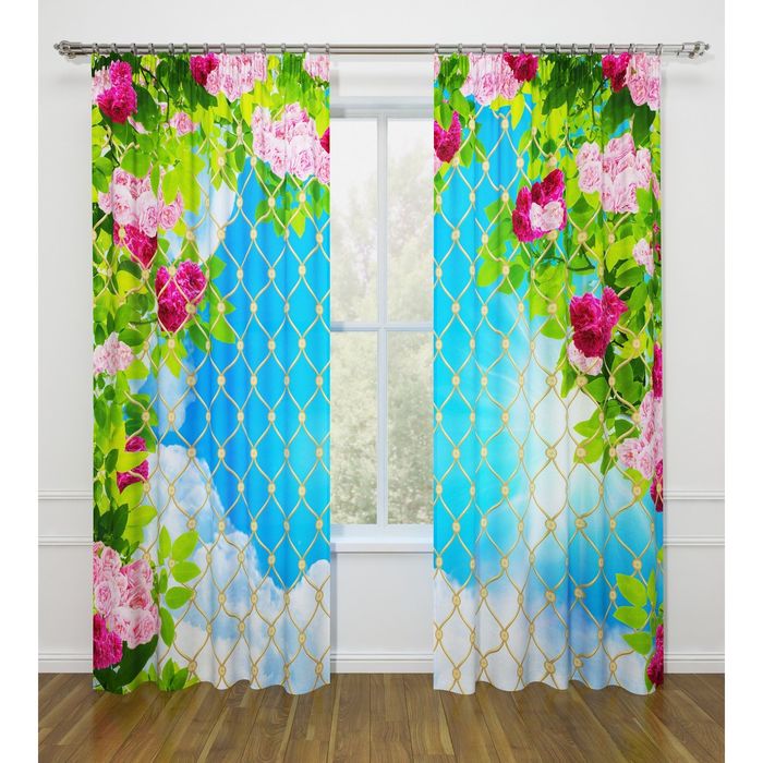 Фотошторы "Роскошные цветы", ширина 145 см, высота 260 см-2 шт., габардин 07358