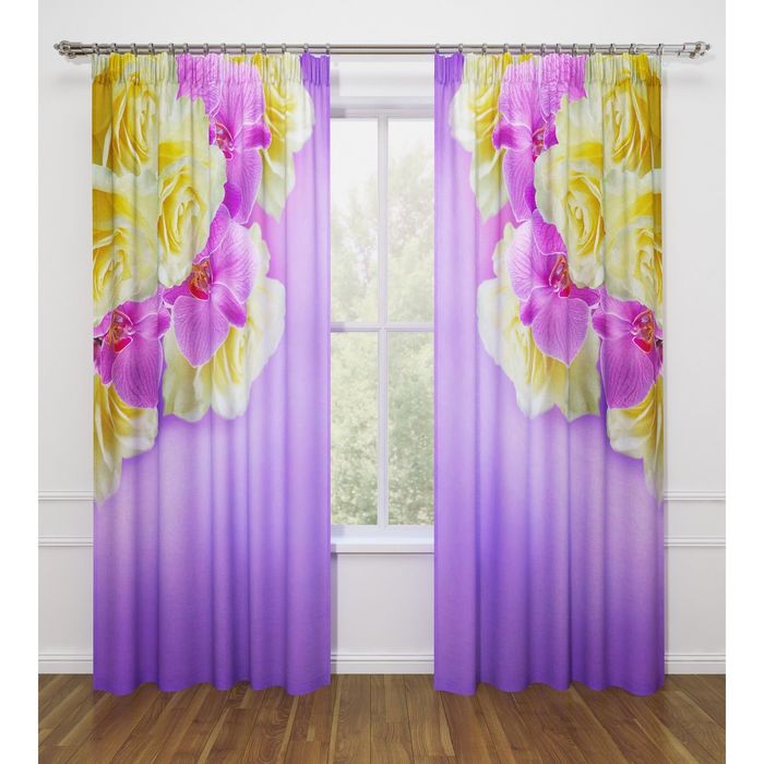 Фотошторы "Флюр", ширина 145 см, высота 260 см-2 шт., габардин 07414