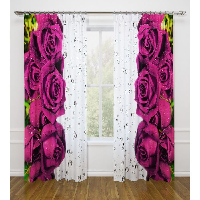 Фотошторы "Учтивость", ширина 145 см, высота 260 см-2 шт., габардин 07482