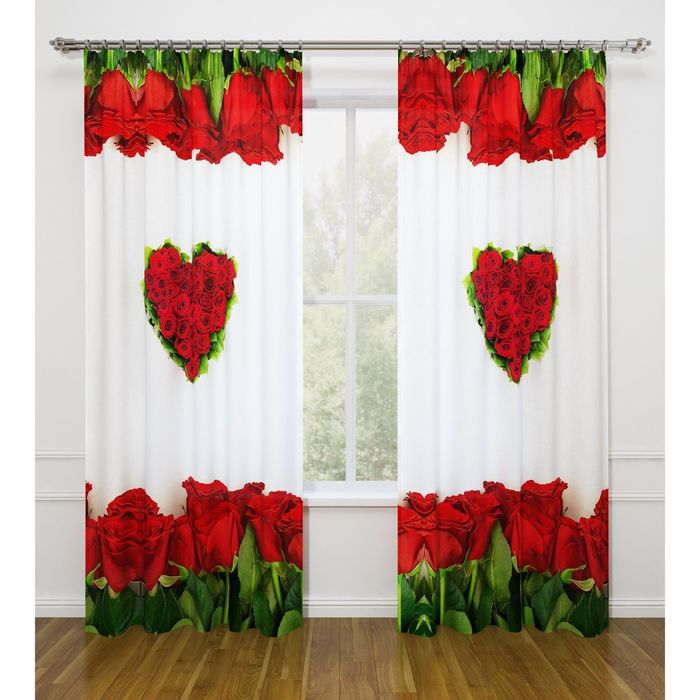 Фотошторы "Настоящая любовь", ширина 145 см, высота 260 см-2 шт., габардин 07487