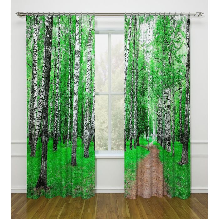 Фотошторы "Роща", ширина 145 см, высота 260 см-2 шт., габардин 07495
