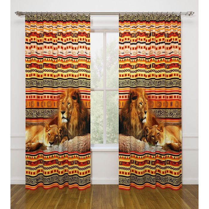 Фотошторы "Этнический орнамент", ширина 145 см, высота 260 см-2 шт., габардин 07499