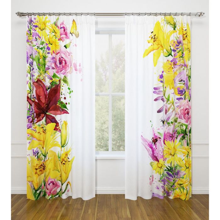 Фотошторы "Акварельное настроение", ширина 145 см, высота 260 см-2 шт., габардин 07509