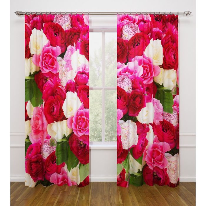 Фотошторы "Тайная любовь", ширина 145 см, высота 260 см-2 шт., габардин 07510