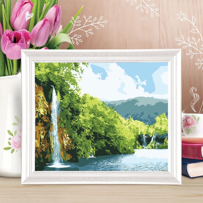 Роспись по номерам без подрамника "Водопад", 40 х 30 см