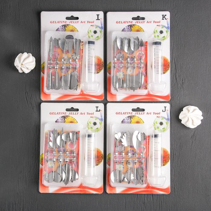 Набор форм для моделирования кондитерских украшений: шприц, 10 насадок, МИКС