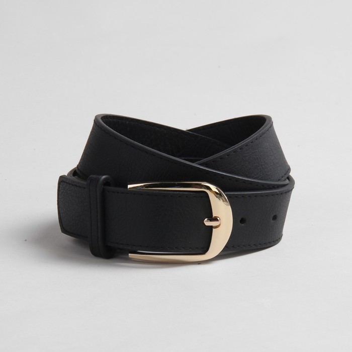 Ремень женский, гладкий, пряжка золото, ширина - 3 см, цвет чёрный