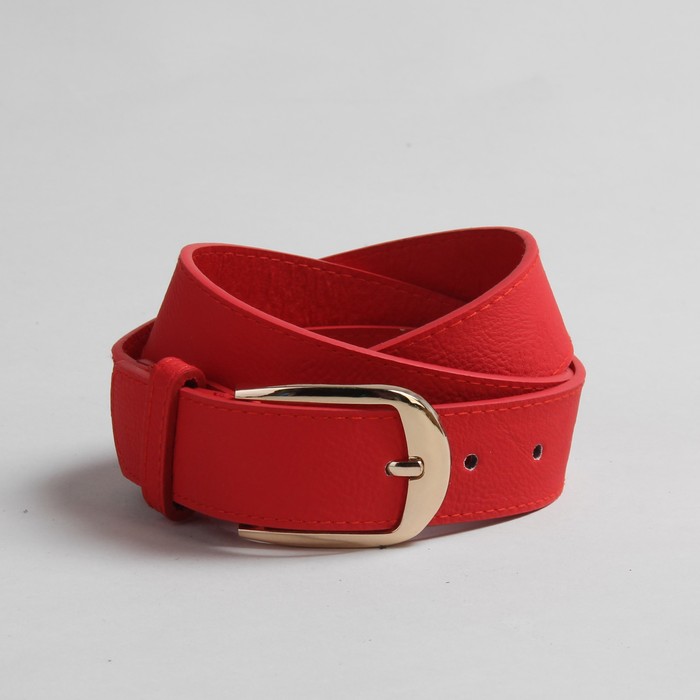 Ремень женский, гладкий, пряжка золото, ширина - 3 см, цвет красный