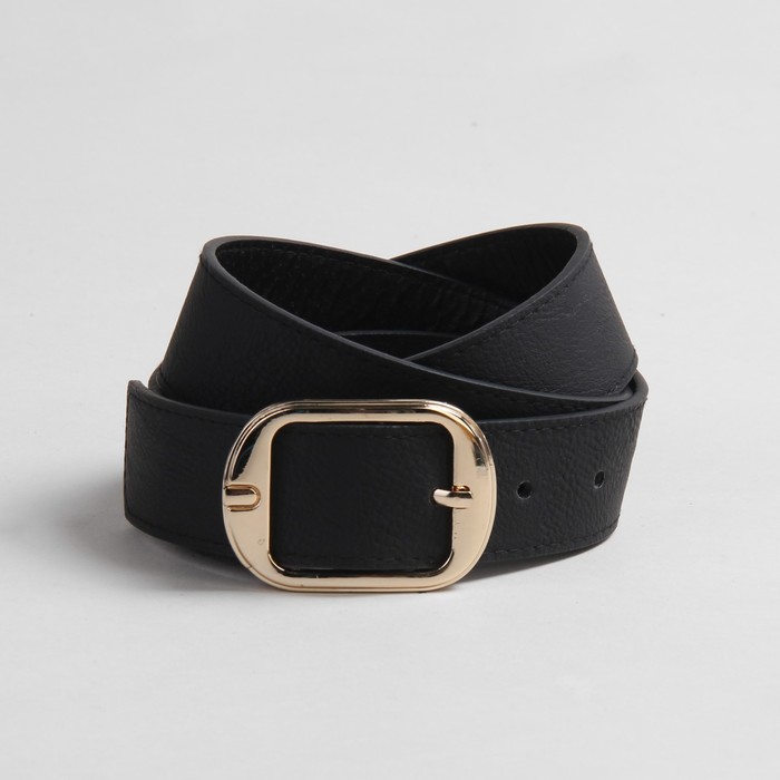 Ремень женский, гладкий, пряжка золото, ширина - 3 см, цвет чёрный