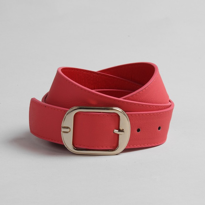 Ремень женский, гладкий, пряжка золото, ширина - 3 см, цвет коралловый