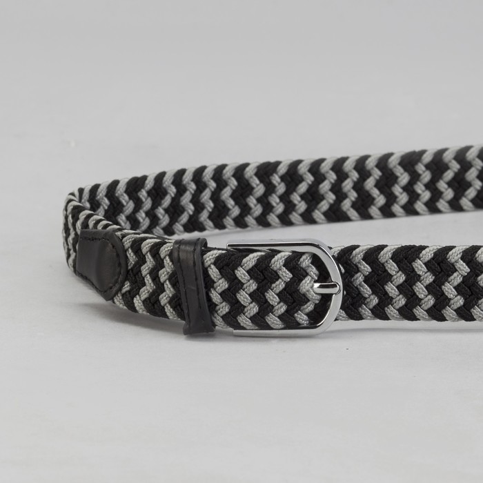 Ремень детский «Плетение», резинка, пряжка металл, ширина - 2,5 см, цвет чёрный/серый