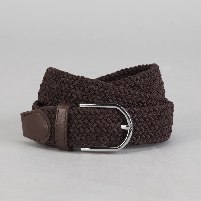 Ремень мужской, резинка, пряжка металл, ширина - 3,5 см, цвет кофе