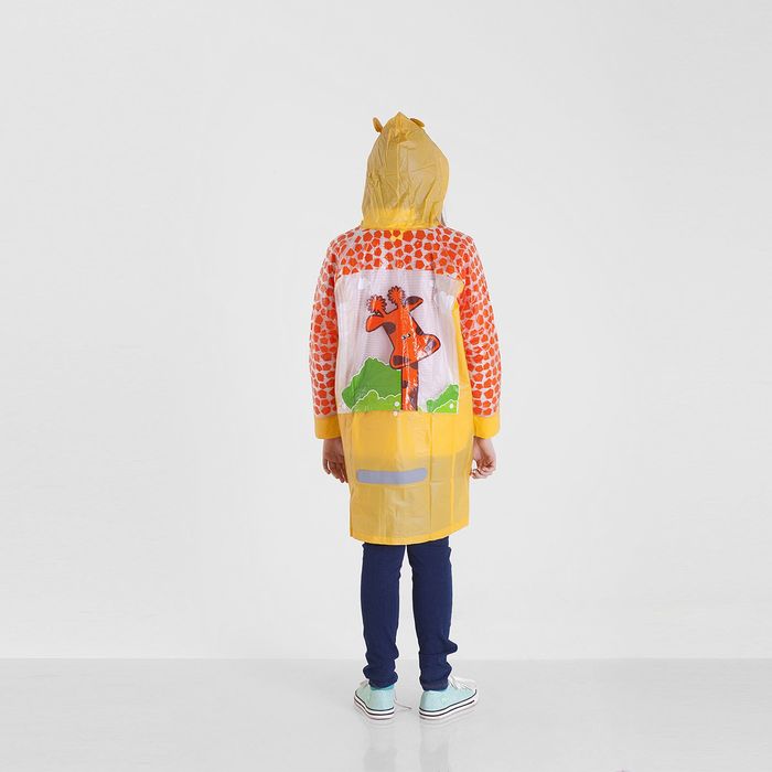 Дождевик детский "Жирафик" на кнопках, надувной козырёк, карман под рюкзак, р-р L, рост 110-120 см