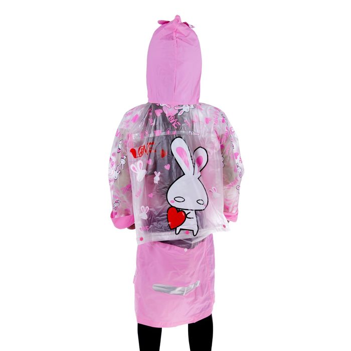 Дождевик детский "Заинька" на кнопках, надувной козырёк, карман под рюкзак, р-р M, рост 100-110 см