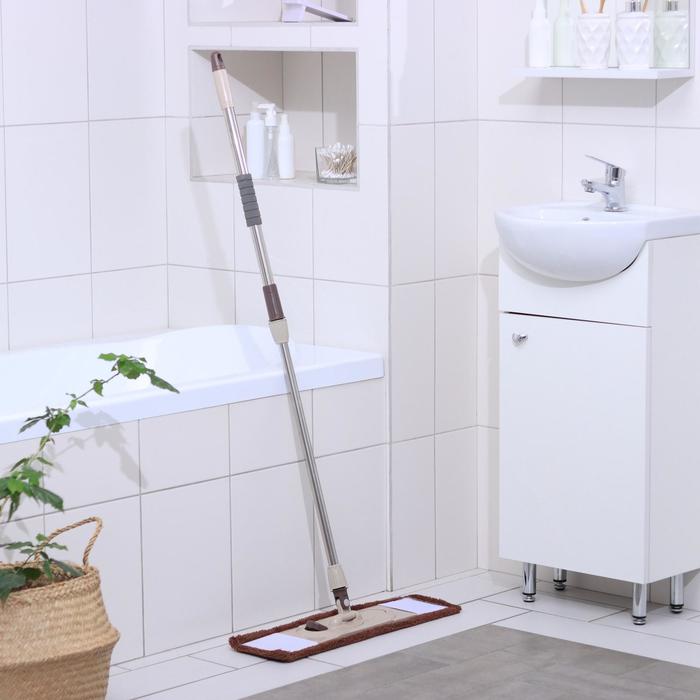 Швабра плоская, телескопическая ручка 77-127 см, насадка из микрофибры