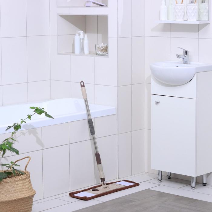 Швабра плоская, телескопическая ручка 77-127 см, насадка из микрофибры