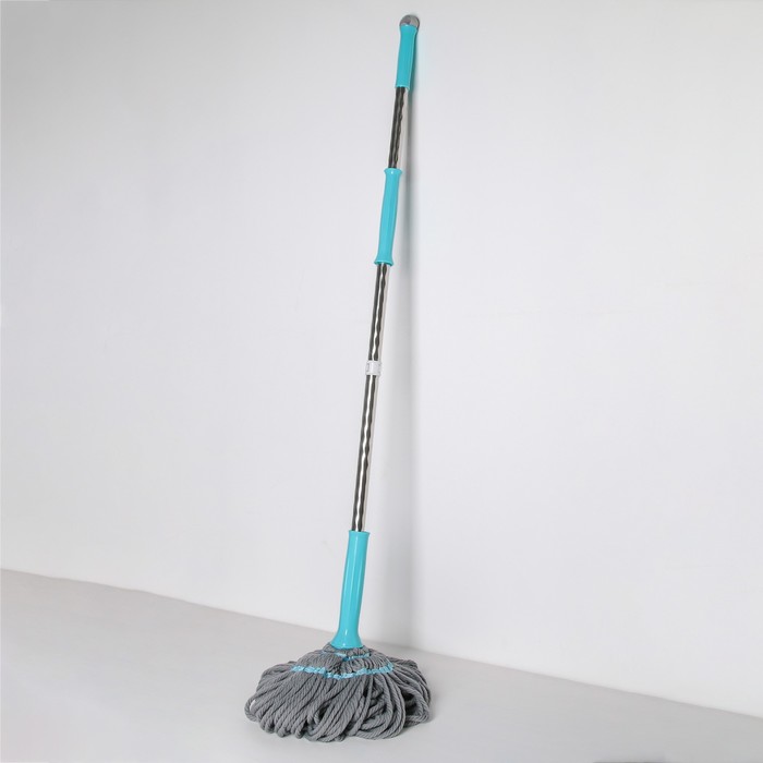 Швабра с отжимом, насадка из микрофибры 180 гр, стальная ручка 135 см