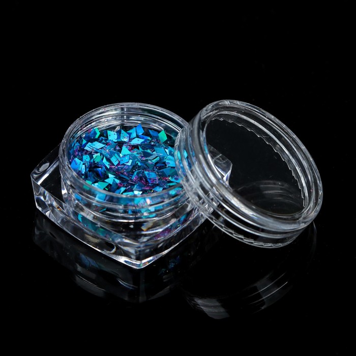 Кусочки битого стекла для декора ногтей, 3гр, цвет голубой